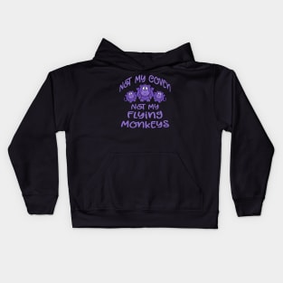 Not My Coven Not My Flying Monkeys Purple Cheeky Witch Kids Hoodie